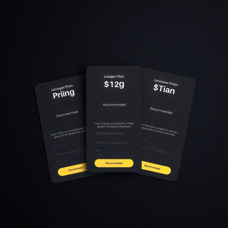 Tres tarjetas de plan en estilo carbón con acento dorado en la del medio