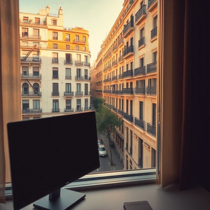 Vista del Eixample barcelonés con luz mediterránea desde una oficina moderna